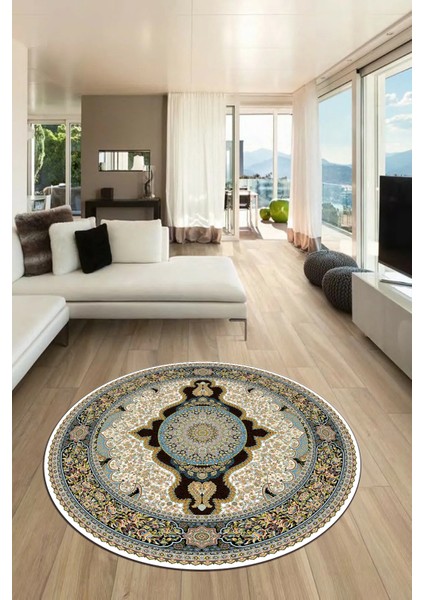 Baskılı Kaymaz Yıkanabilir Çerçeveli Göbekli Klasik Desen Salon Halısı, Y-Klasik-02-Yeşil, fiyatları