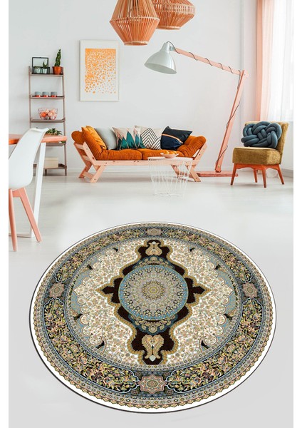 Baskılı Kaymaz Yıkanabilir Çerçeveli Göbekli Klasik Desen Salon Halısı, Y-Klasik-02-Yeşil, fırsatları