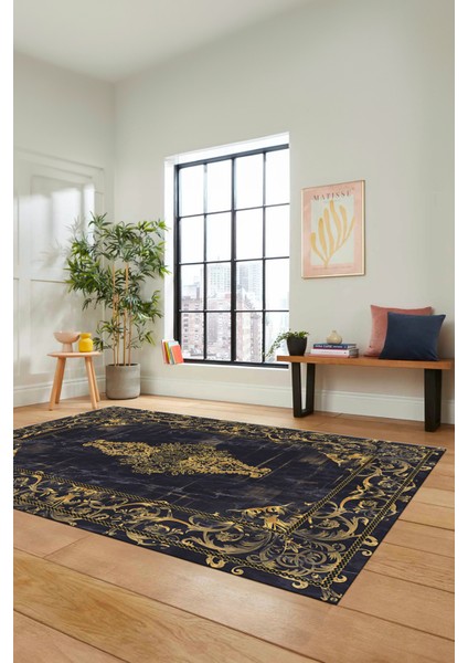 Göbekli Klasik Motifli Dijital Kaymaz Yıkanabilir Yolluk Mutfak Salon Halısı, Klasik-28-Gold, modelleri