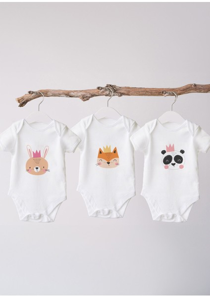 Organik Pamuk 3lü Baskılı Kısa Kollu Bebek Body
