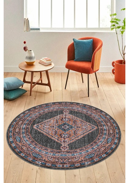 Baskılı Kaymaz Yıkanabilir Göbekli Klasik Desen Yuvarlak Mutfak Salon Halısı, Y-Klasik-06-Yeşil, fiyatları