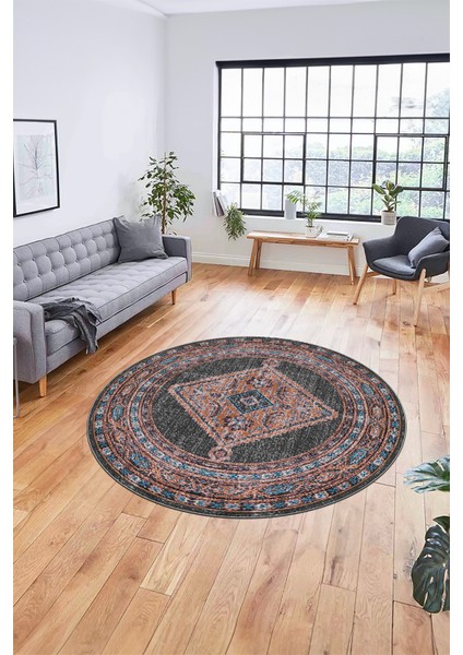 Baskılı Kaymaz Yıkanabilir Göbekli Klasik Desen Yuvarlak Mutfak Salon Halısı, Y-Klasik-06-Yeşil, fırsatları