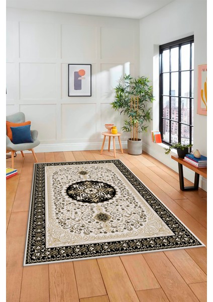 Renkli Klasik Motifli Dijital Kaymaz Yıkanabilir Yolluk Mutfak Salon Halısı, Klasik-27-Siyah, fiyatları