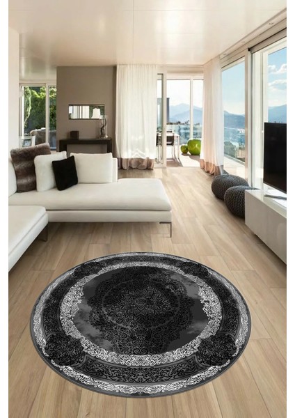 Baskılı Kaymaz Yıkanabilir Çerçeveli Klasik Desen Yuvarlak Mutfak Salon Halısı, Y-Klasik-01-Antrast, fiyatları