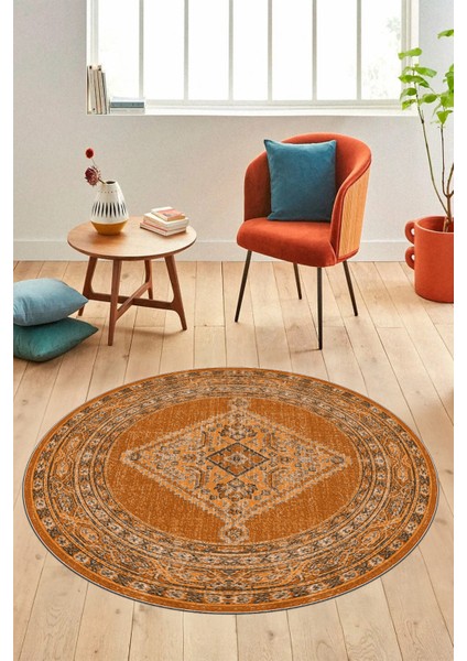 Baskılı Kaymaz Yıkanabilir Göbekli Klasik Desen Yuvarlak Mutfak Salon Halısı, Y-Klasik-06--Pembe, fiyatları