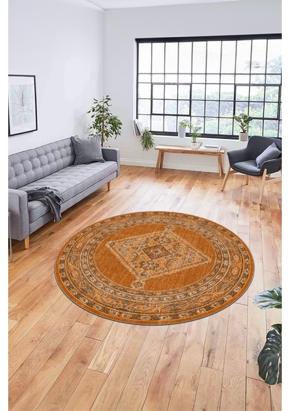 Baskılı Kaymaz Yıkanabilir Göbekli Klasik Desen Yuvarlak Mutfak Salon Halısı, Y-Klasik-06--Pembe, fırsatları