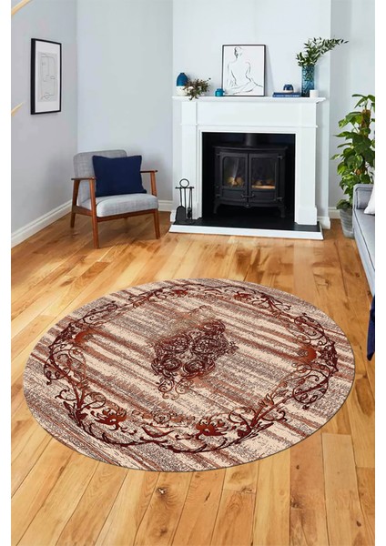 Klasik Desenli Dijital Kaymaz Taban Yıkanabilir Yuvarlak Mutfak Salon Halısı, Y-Klasik-11-Bordo, fırsatları