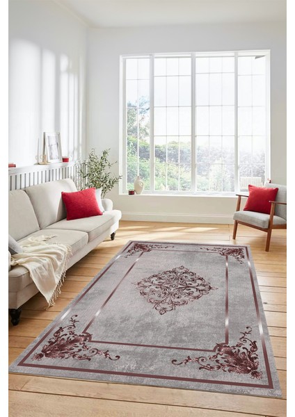 Dijital Kaymaz Yıkanabilir Çerçeveli Klasik Desen Yolluk Mutfak Salon Halısı, Klasik-05-Bordo, fiyatları