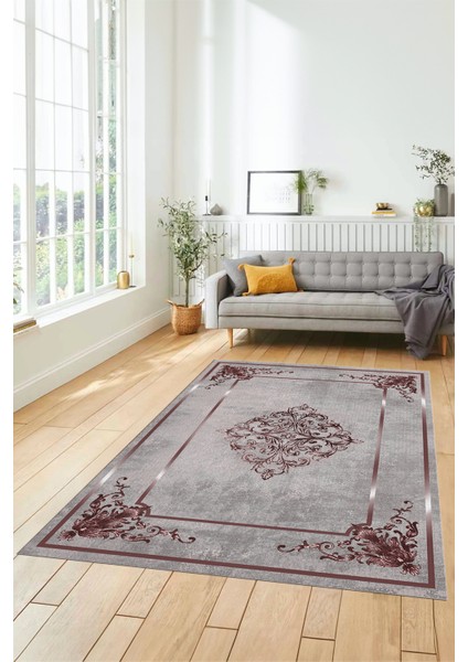 Dijital Kaymaz Yıkanabilir Çerçeveli Klasik Desen Yolluk Mutfak Salon Halısı, Klasik-05-Bordo, fırsatları