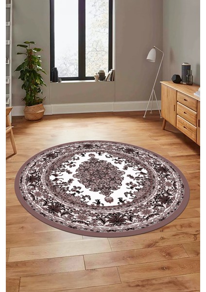 Klasik Desenli Dijital Kaymaz Yıkanabilir Yuvarlak Mutfak Salon Halısı, Y-Klasik-23-Bordo, fiyatları