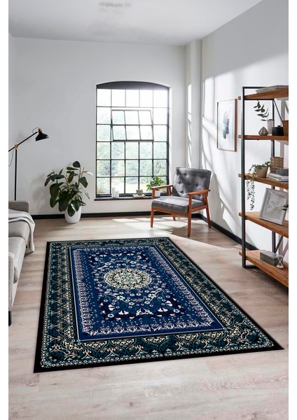 Şık Klasik Desen Dijital Kaymaz Taban Yıkanabilir Yolluk Mutfak Salon Halısı, Klasik-14-Mavi, fırsatları