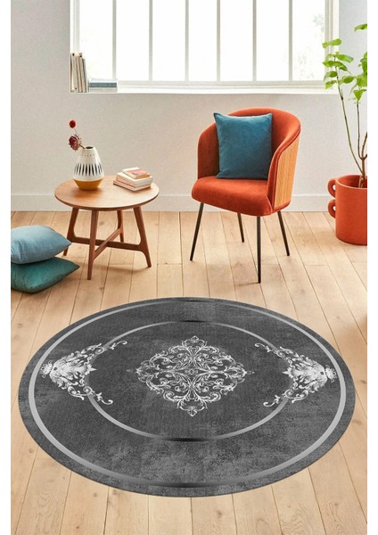 Baskılı Kaymaz Yıkanabilir Çerçeveli Klasik Desen Yuvarlak Mutfak Salon Halısı, Y-Klasik-05-Antrast, fiyatları