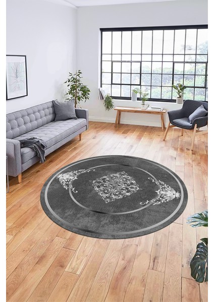 Baskılı Kaymaz Yıkanabilir Çerçeveli Klasik Desen Yuvarlak Mutfak Salon Halısı, Y-Klasik-05-Antrast, fırsatları