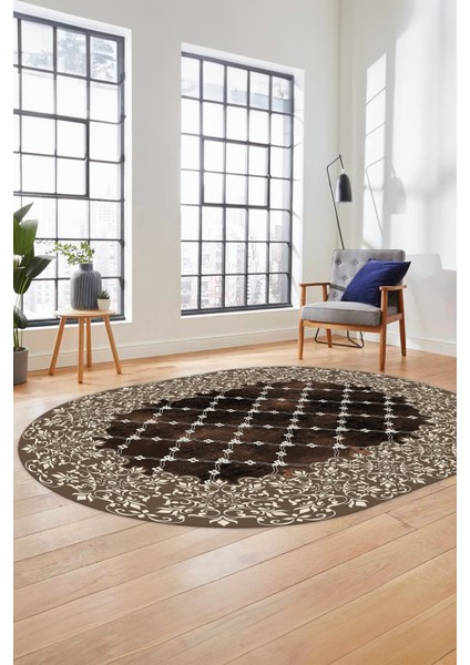 Baskılı Kaymaz Yıkanabilir Klasik Desen Yolluk Oval Mutfak Salon Halısı, O-Klasik-04-Kahve, fiyatları