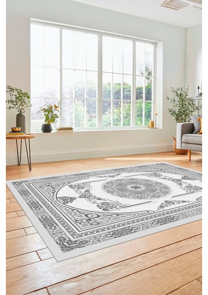 Modern Klasik Desen Dijital Kaymaz Taban Yıkanabilir Yolluk Mutfak Salon Halısı, Klasik-17-Gri, fiyatları
