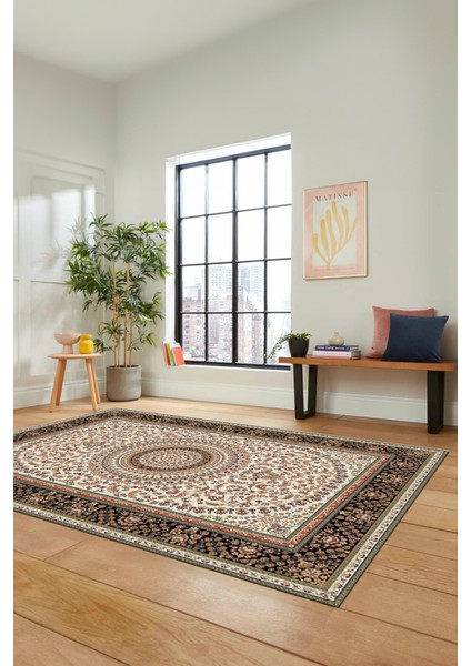 Klasik Desenli Dijital Kaymaz Yıkanabilir Yolluk Mutfak Koridor Salon Halısı, Klasik-21-Krem, indirimleri