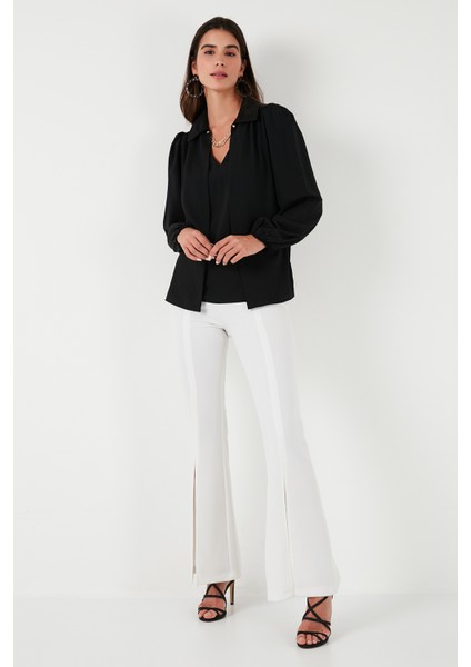 Regular Fit V Yaka Balon Kol Bluz Bayan Bluz 611BZ0353 fiyatları