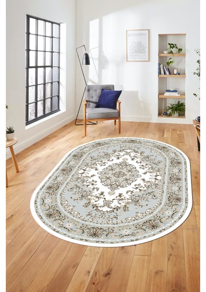 Klasik Desenli Dijital Kaymaz Yıkanabilir Oval Yolluk Mutfak Salon Halısı, O-Klasik-23-Renkli, fırsatları