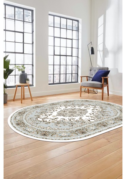 Klasik Desenli Dijital Kaymaz Yıkanabilir Oval Yolluk Mutfak Salon Halısı, O-Klasik-23-Renkli, indirimleri