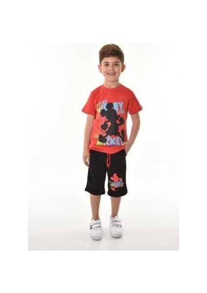 Mickey Baskılı Erkek Çocuk Şortlu Yazlık Takım