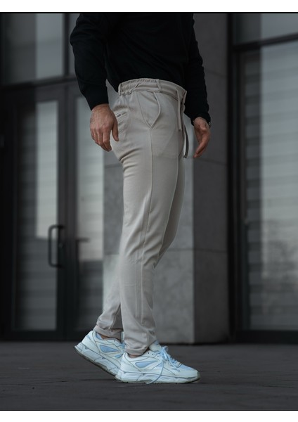 Erkek Jagger Pantolon Klasik Duble Paça Detaylı Jogger Likralı Erkek Kumaş Pantolon