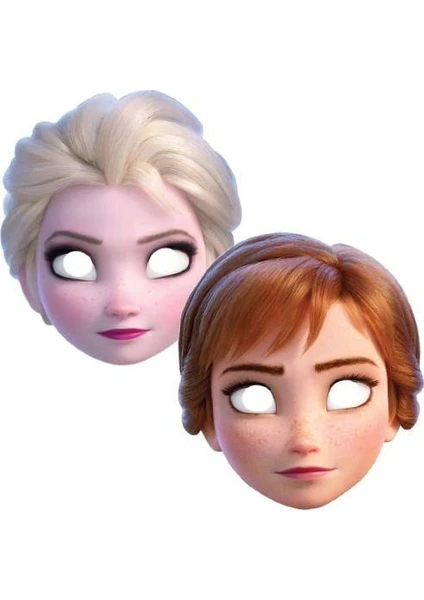 Parti Dükkanım Frozen 2 Anna Elsa Kağıt Maske (6 Adet)