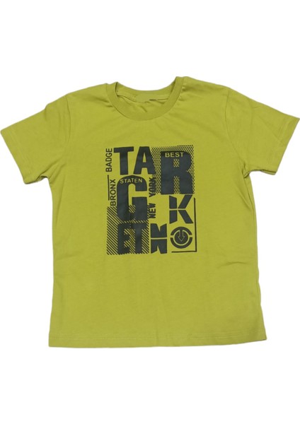 Erkek Çocuk Target Yazı Desenli Yeşil Renk T-Shirt