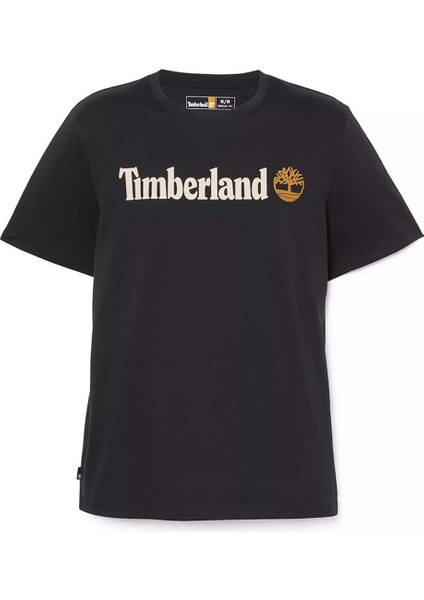 Linear Logo Erkek Siyah Yuvarlak Yaka Tişört