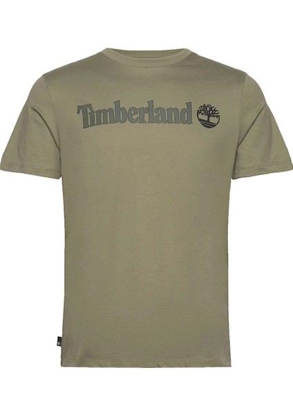 Linear Logo Erkek Haki Yuvarlak Yaka Tişört