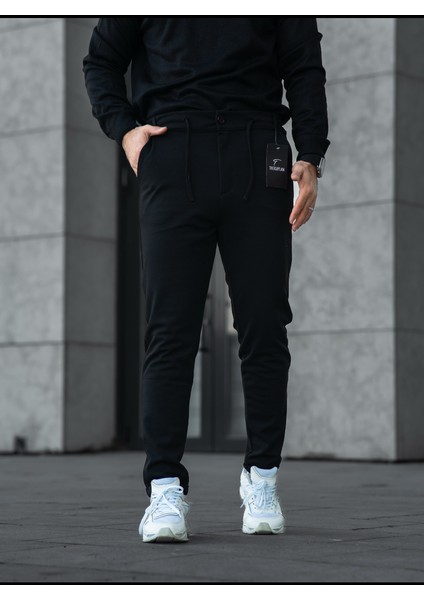 Erkek Jagger Pantolon Klasik Duble Paça Detaylı Jogger Likralı Erkek Kumaş Pantolon