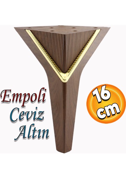 Empoli Lüks Mobilya Oturma Grubu Kanepe Sehpa Tv Ünite Koltuk Ayağı Baza Ayakları Ceviz Altın 16 cm
