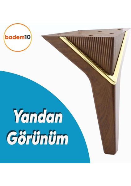 Empoli Lüks Mobilya Oturma Grubu Kanepe Sehpa Tv Ünite Koltuk Ayağı Baza Ayakları Ceviz Altın 16 cm