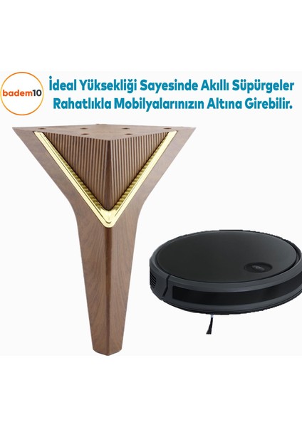 Empoli Lüks Mobilya Oturma Grubu Kanepe Sehpa Tv Ünite Koltuk Ayağı Baza Ayakları Ceviz Altın 16 cm