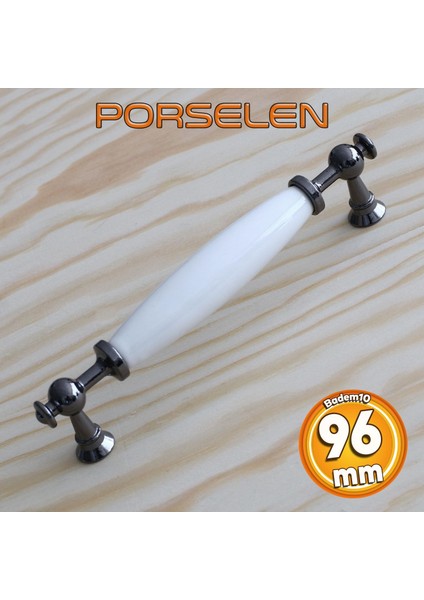 Gerçek Porselen Füme Beyaz 96 mm Kulp Mobilya Mutfak Kulplar Dolabı Dolap Kapak Kulpu Çekmece Kulbu