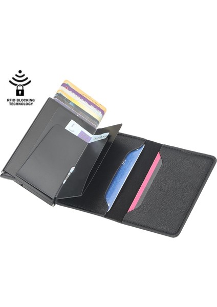 Yeni Rfid Kart Tutucu Erkek Cüzdan Para Çantası Erkek Vintage Siyah Kısa Çanta Küçük Deri Ince Cüzdan Mini Cüzdan Ince (Yurt Dışından)