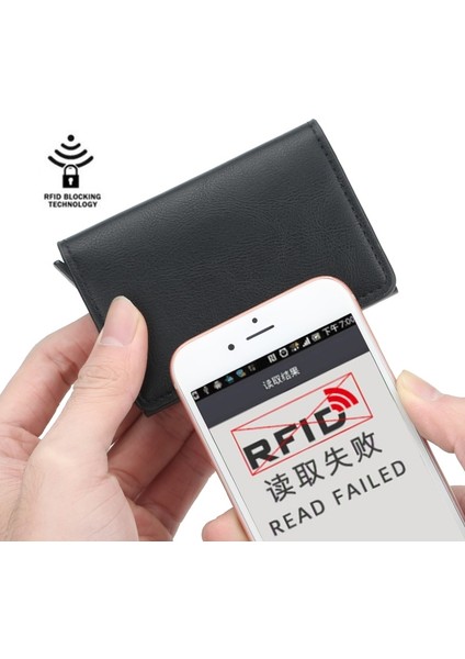 Yeni Rfid Kart Tutucu Erkek Cüzdan Para Çantası Erkek Vintage Siyah Kısa Çanta Küçük Deri Ince Cüzdan Mini Cüzdan Ince (Yurt Dışından)