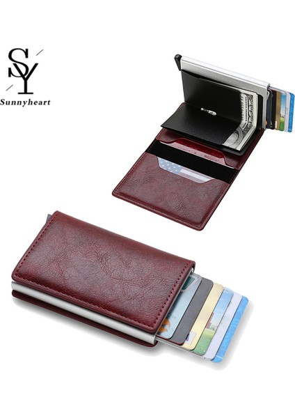 Sunnyheart Kredi Bankası Kartlıklı Cüzdan Lüks Marka Erkek Anti Engelleme Korumalı Sihirli Deri Ince Mini Küçük Para Cüzdan Kılıf Erkekler Için (Yurt Dışından)