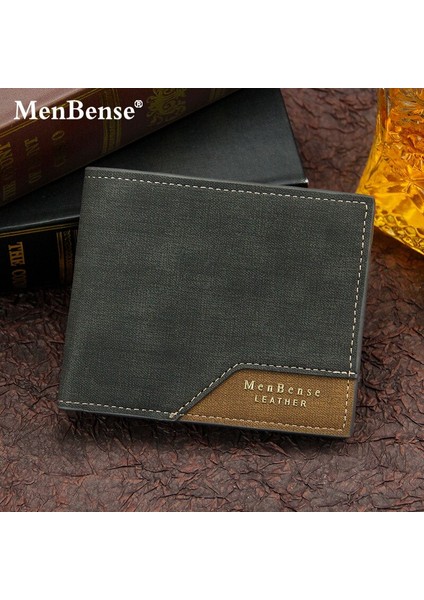 Kısa Erkek Cüzdan Patchwork Küçük Pu Üç Kat Adam Portafoglio Uomo Erkek Cüzdan Deri Hakiki Portemonnee Carteira Masculina (Yurt Dışından)
