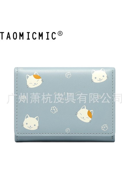 Ins Duo Ka Wei Öğrencilerin Yeni Kore Versiyonu Mini Karikatür Cüzdan Moda Basit Üç Katlı Kısa Bayan Pu Cüzdan (Yurt Dışından)