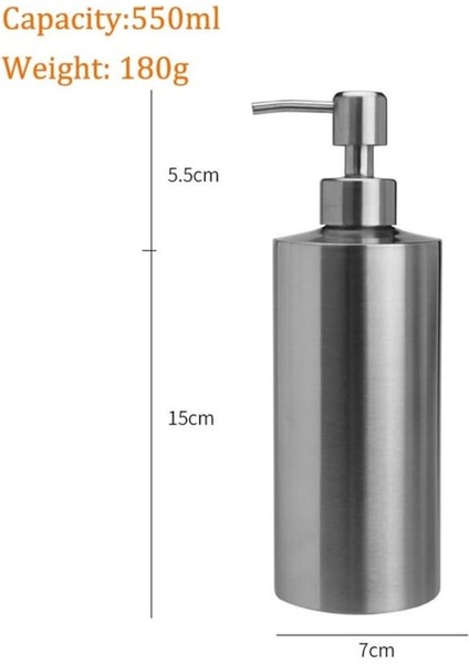 550ML-1 Adet Sıvı 304 Paslanmaz Çelik Sabunluk Banyo Armatürü Donanım Jel Losyon Şişesi El Sabunu Dağıtıcı 250/350/550ML (Yurt Dışından)