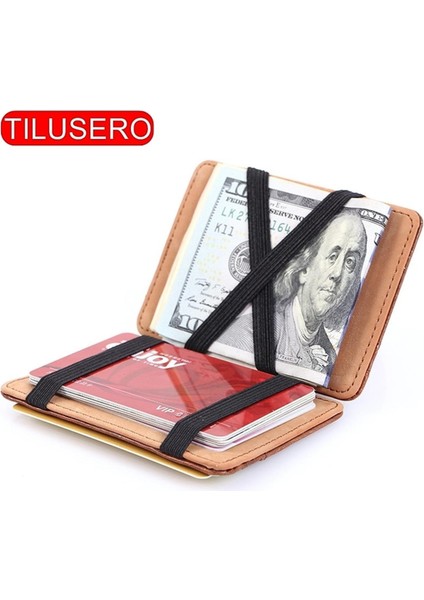 [rongcai] Moda Erkek Ince Cüzdan Erkek Ultra Ince Kısa Erkek Sihirli Cüzdan Para Nakit Kart Sahibinin Çanta (Yurt Dışından)