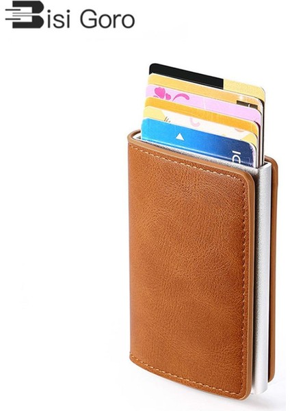Bısı Goro Akıllı Cüzdan Erkekler ve Kadınlar Için Alüminyum Kutu Kredi Kartı Tutucu Mini Cüzdan Güvenlik Rfıd Tutucu Açılır Debriyaj Kart Kılıfı (Yurt Dışından)