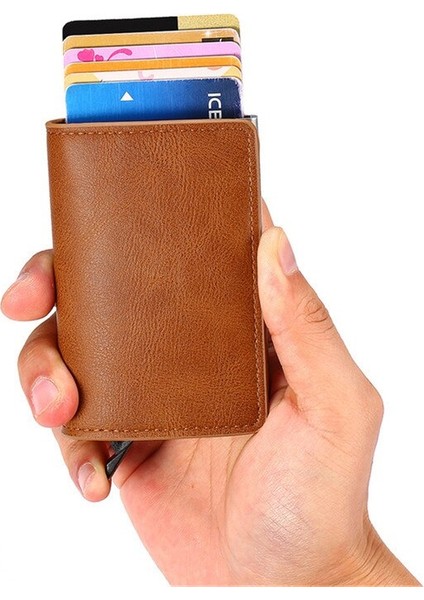 Bısı Goro Akıllı Cüzdan Erkekler ve Kadınlar Için Alüminyum Kutu Kredi Kartı Tutucu Mini Cüzdan Güvenlik Rfıd Tutucu Açılır Debriyaj Kart Kılıfı (Yurt Dışından) modelleri