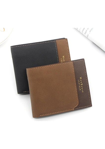 Menbense Yeni Erkek Kısa Cüzdan Sıcak Damgalama Baskı Buzlu Üç Katlı Çanta Gevşek Yapraklı Erkek Kısa Cüzdan (Yurt Dışından)