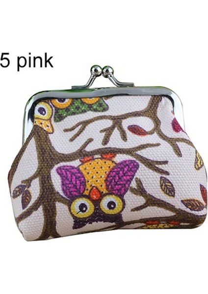 Kadınlar Sevimli Çok Renkli Baykuş Baskılı Sikke Çanta Cüzdan Kanvas Kese Para Çantası (Yurt Dışından)