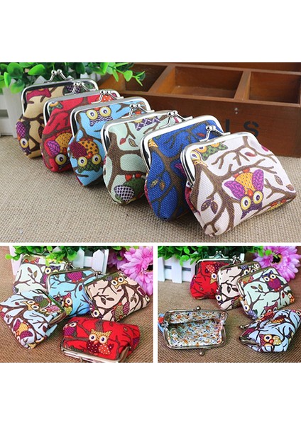 Kadınlar Sevimli Çok Renkli Baykuş Baskılı Sikke Çanta Cüzdan Kanvas Kese Para Çantası (Yurt Dışından) fiyatları