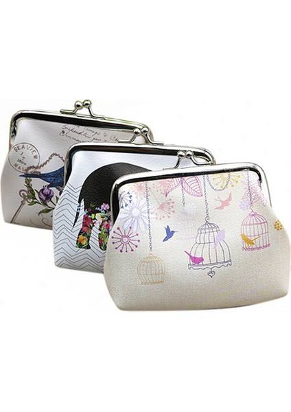 Microgood Kadın Moda Kuş Çiçek Mini Cüzdan Kart Tutucu Kılıf Bozuk Para Cüzdanı Debriyaj Çanta (Yurt Dışından)