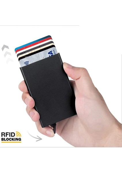 Rfid Kartlıklı Cüzdan Metal Pop Up Minimalist Ince Ince Erkek Kadın Cüzdan Lüks Marka Küçük Çanta Vallet Cüzdanlar Erkekler Için 2022 (Yurt Dışından)