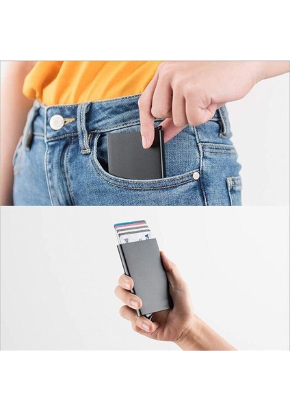 Rfid Kartlıklı Cüzdan Metal Pop Up Minimalist Ince Ince Erkek Kadın Cüzdan Lüks Marka Küçük Çanta Vallet Cüzdanlar Erkekler Için 2022 (Yurt Dışından)