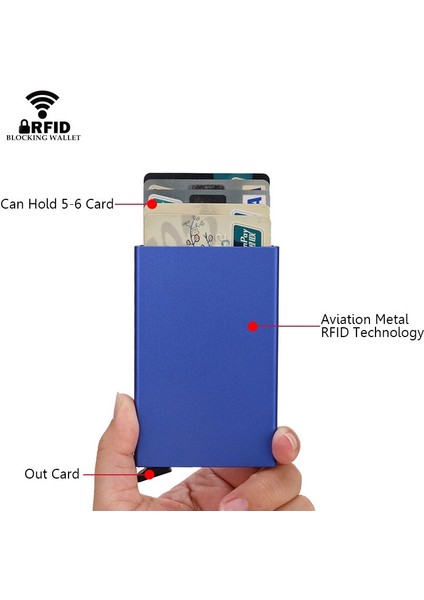 Rfid Kartlıklı Cüzdan Metal Pop Up Minimalist Ince Ince Erkek Kadın Cüzdan Lüks Marka Küçük Çanta Vallet Cüzdanlar Erkekler Için 2022 (Yurt Dışından)